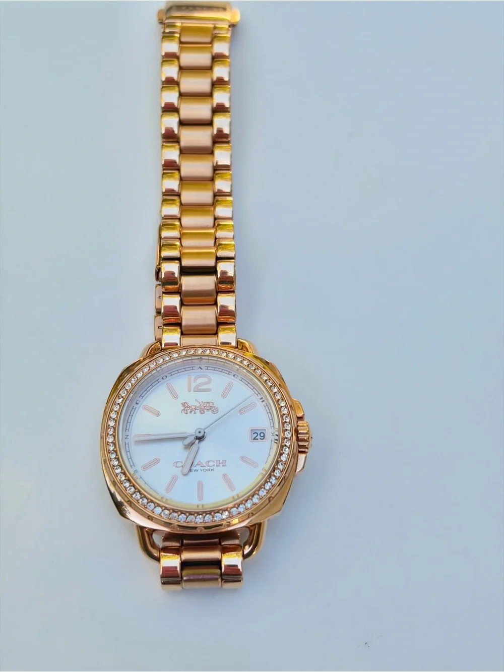 Coach Rose Gold and White Crystal Accent Bracelet Watch